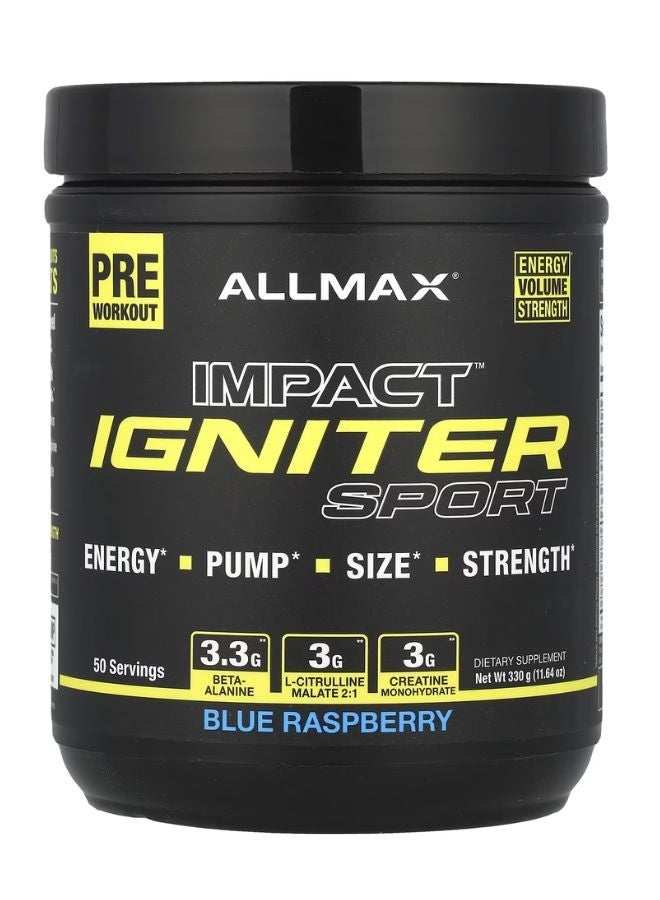 Impact  Igniter Sport Pre Workout Blue Raspberry 330 Gram